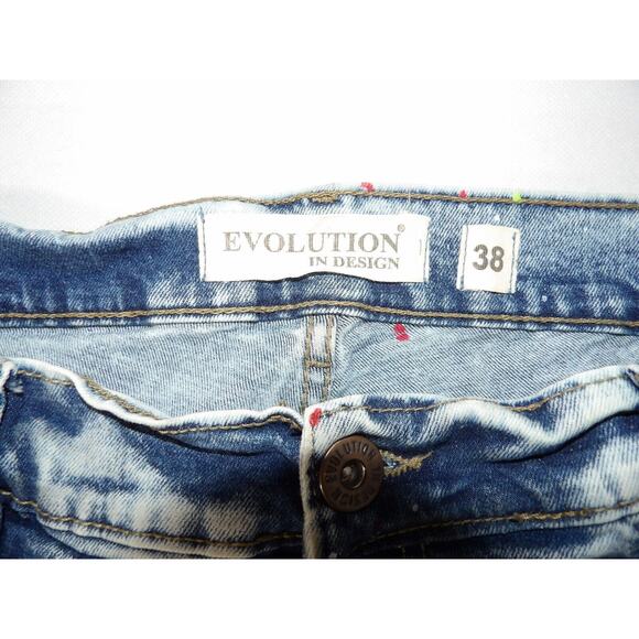 Evolution In Design 38 Jeans Men Paint Spatter Distressed Acid Wash Hip Hop Y2K - Picture 3 of 16